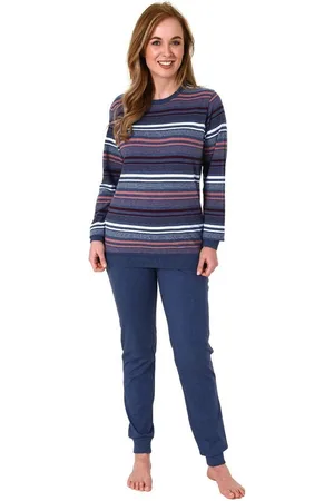 Normann Pyjama Damen Frottee Pyjama mit Bündchen in tollem Streifendesign - Verkäufer: Fairway