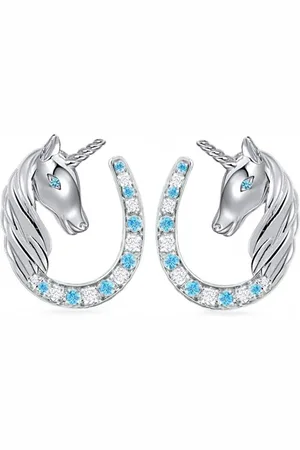 Goldene Hufeisen Paar Ohrstecker Pferd Einhorn Ohrstecker 925 Silber mit Hufeisen Zirkonia (1 Paar, inkl. Etui), Rhodiniert - Verkäufer: