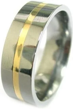 vivance collection Partnerring "Tungsten Eternity" Klassischer BiColorWolfram Ring mit 18 Karat Goldeinlage - Verkäufer: KINGKA