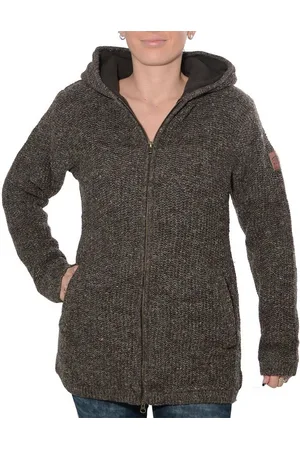 Kunst und Magie Kapuzenstrickjacke Klassische Damen Strickjacke Wolle Jacke+Fleecefutter und Kapuze - Verkäufer: