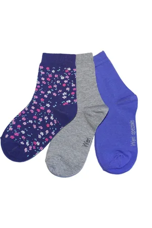 WERI SPEZIALS Strumpfhersteller GmbH Basicsocken Kinder Socken3-er Pack für Mädchen >>Blümchen<< mit Baumwolle - Verkäufer: Strumpf-Welt GbR