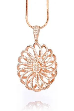 Karisma Kette mit Anhänger Damen Anhänger Silber 925 Blume - Rosé Gold beschichtet, mit Silber Kette 925 und Zirkonia Steinen - HSP.RG01 - Verkäufer: Schmuck