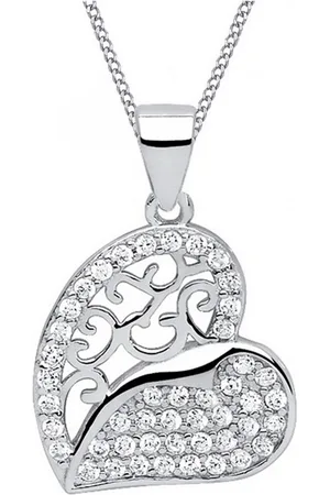 Goldene Hufeisen Herzkette Herz Anhänger mit Kette 925 Sterling Silber Rhodiniert mit Zirkonia (2-tlg, inkl. Etui), Silber Anhänger mit Kette, Geburtstag, Verlobung, Valentinstag - Verkäufer: