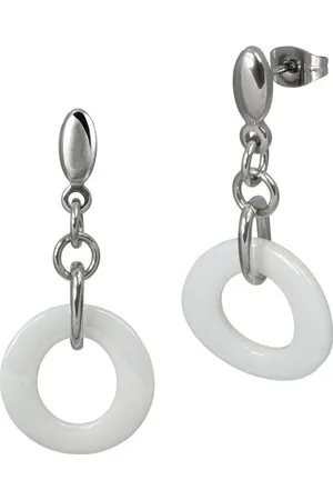 Amello Paar Ohrhänger Ohrringe Edelstahl Keramik (Ohrhänger), Damen Ohrhänger Ring Edelstahl (Stainless Steel), in , wei - Verkäufer: Fit4Style Silberschmuck - IMPPAC