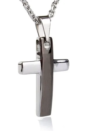 Karisma Kette mit Anhänger Edelstahl Kettenanhänger Kreuz IP Plating Schwarz, Männerschmuck mit EdelstahKette- 45cm - Verkäufer: Schmuck