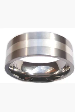 Kingka Partnerring Classic Titanium Ring mit 925 Silber Inlay - Verkäufer:
