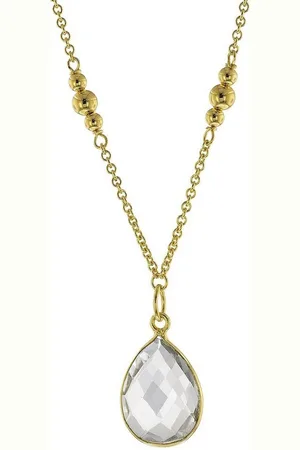 trendor Kette mit Anhänger Gold auf Silber 925 Collier mit facettiertem Quarz - Verkäufer: uhrcenter