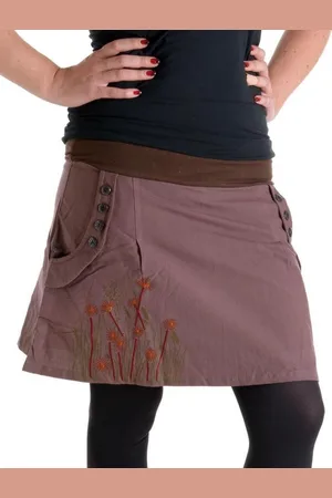 Vishes Minirock Bedruckter und bestickter Baumwollrock mit Blumen Cacheur, Ethno, Hippie, Goa, Boho Style - Verkäufer: - Alternative Bekleidung