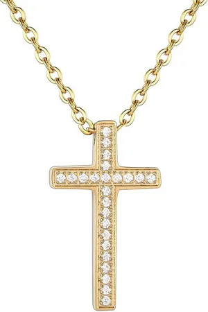 Karisma Kette mit Anhänger Damen Edelstahl Collier Anhänger Kette - Kreuz Zirkonia, - SNS1002 - Gold - Verkäufer: Schmuck