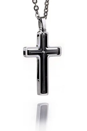 Karisma Kette mit Anhänger Edelstahl Anhänger Kreuz Männerschmuck Black PVD Stein CZ mit Kette, - SLP1247 - 50 Zentimeter - Verkäufer: Schmuck