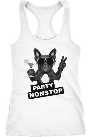 MoonWorks Tanktop Damen Tanktop Party Nontsop Mops French Bulldog Party Hund Racerback ® - Verkäufer: Akowi
