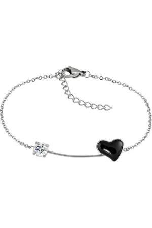 Amello Edelstahlarmband Herz Armband silber schwarz (Armband), Armbänder für Damen Edelstahl (Stainless Steel) - Verkäufer: Fit4Style Silberschmuck - IMPPAC