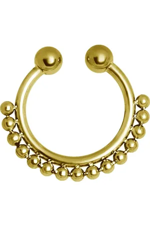 Karisma Piercing-Set Gold Fake Shiny Septum Clicker Nasenpiercing Piercing-Ring mit Kugeln aus Edelstahl 316L - Verkäufer: Schmuck