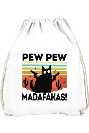 MoonWorks Turnbeutel Turnbeutel Pew Pew Madafakas! schwarze Katze Spruch Meme lustig Gymbag ® - Verkäufer: Akowi