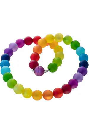Bella Carina Perlenkette Polaris Perlen Kette 14 mm Regenbogen farben, Mit schillernden Polaris Perlen - Verkäufer:
