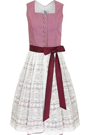Bergweiss Trachten Dirndl für Damen "Salloa" 51157 - Bordeaux Weiß 65cm, mit Spitzenschürze - Verkäufer: Trachtenland