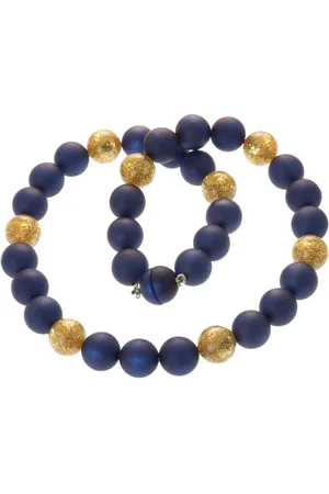 Bella Carina Perlenkette Polaris Perlen Kette 14 mm Glitzereffekt blau gold - Verkäufer: