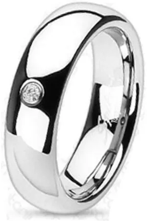 Bungsa Fingerring Ring mit Kristall hochglanzpoliert Silber Titan Unisex (Ring, 1-tlg), Damen Herren - Verkäufer: