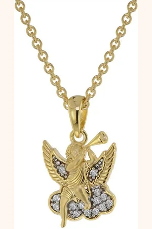 trendor Kette mit Anhänger Anhänger Engel 333 / 8K Gold + vergoldete Silberkette für - Verkäufer: uhrcenter