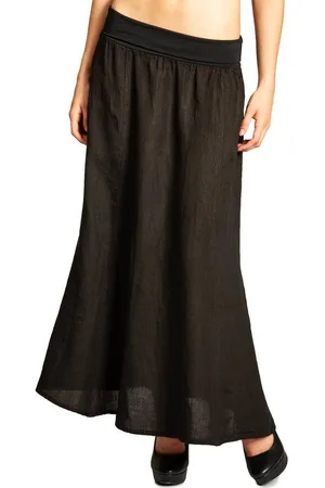 CASPAR Faltenrock RO019 Damen langer Maxi Sommer Leinenrock mit figurfreundlichem Stretch Bund - Made in Italy - Verkäufer: & SIKORA