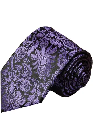 Paul Malone Krawatte Elegante Seidenkrawatte Herren Schlips modern 100% Seide Breit (8cm), violett schwarz 353 - Verkäufer: Jung GmbH