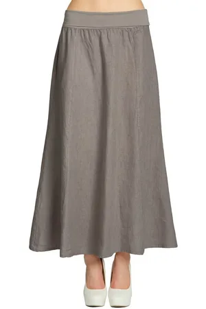 CASPAR Faltenrock RO019 Damen langer Maxi Sommer Leinenrock mit figurfreundlichem Stretch Bund - Made in Italy - Verkäufer: & SIKORA