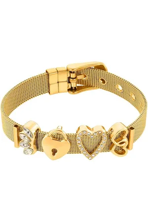 Heideman Armband Milanaise goldfarben (Armband, inkl. Geschenkverpackung), mit verschiedenen Charms "Herz" und "Schloss" - Verkäufer:
