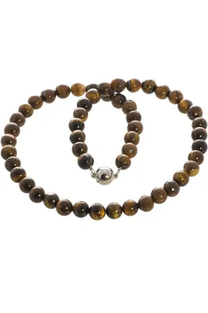 Bella Carina Perlenkette Kette mit Tigerauge Perlen 8 mm, Tigerauge 8 mm - Verkäufer:
