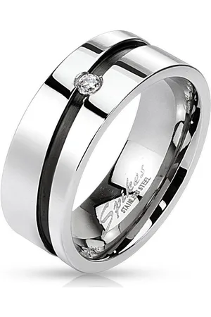 Bungsa Fingerring Ring diagonaler Mittelring Silber aus Edelstahl Unisex (Ring, 1-tlg), Damen Herren - Verkäufer: