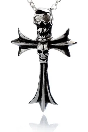 Karisma Kette mit Anhänger Edelstahl Kreuz Anhänger Totenköpf Schwarze Beschichtung, mit EdelstahlKette P54 - 45.0 Zentimeter - Verkäufer: Schmuck
