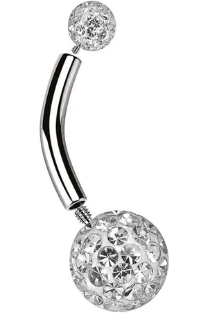 Karisma Bauchnabelpiercing Titan G23 Bauchnabelpiercing Banana mit Kristall Elements -, Außengewindekugeln mit Schützender Epoxyharz-Schicht Länge 12mm - Verkäufer: Schmuck