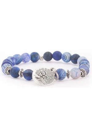 BODHI Perlenarmband Mala Armband mit blauem Achat, Modeschmuck M - Verkäufer: Bodynova GmbH