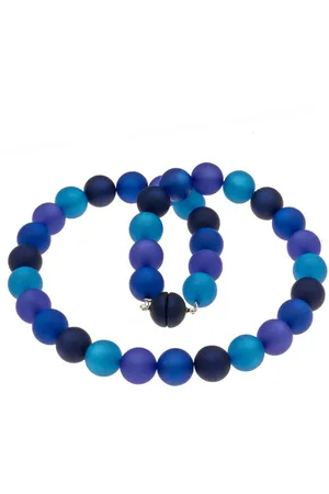 Bella Carina Perlenkette Kette mit Polaris Perlen 14 mm 4 blau Töne, mit echten Polaris Perlen - Verkäufer: