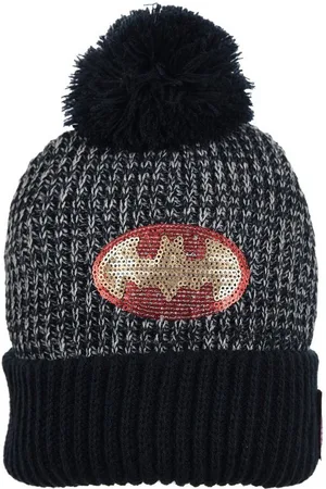 Batman Bommelmütze Spider-Man Strickmützte Winter-Mütze Bommel Logo aus Pailletten - Verkäufer: Yuhu Trading GmbH