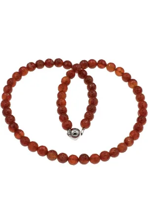 Bella Carina Perlenkette Kette mit facettierten Achat Perlen 8 mm dunkles rot, Magnetverschluss - Verkäufer: