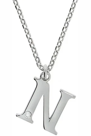 ELLEN K. Kette mit Anhänger Silber 925 mit 1x Diamant 0,008ct. Buchstabe N