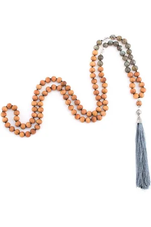 BODHI Perlenarmband Mala Labradorit, Bergkristall & Holzperlen, Sandelholzduft, 108 Perlen - Verkäufer: Bodynova GmbH