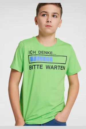 Kidsworld T-Shirt ICH DENKE...BITTE WARTEN Kurzarm, Basic Passform, mit trendigem Aufdruck