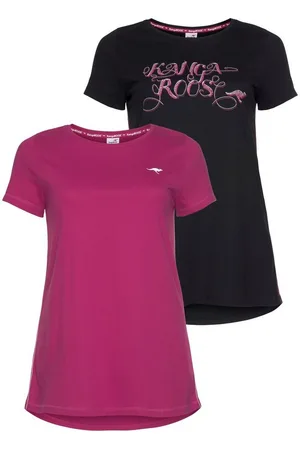 KangaROOS Longshirt (Packung, 2-tlg., 2er-Pack) Kurzarm, figurumschmeichelnde Passform