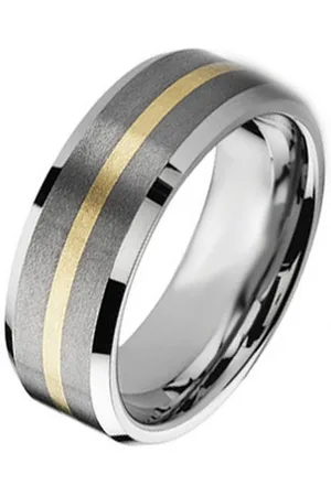 vivance collection Partnerring "Tungsten Eternity" Klassischer BiColorWolfram Ring mit 18 Karat Goldeinlage, teilmattiert, mit 585er Goldeinlage - Verkäufer: KINGKA