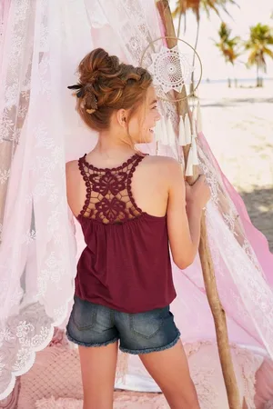 Kidsworld Tanktop Viskose - Top, mit Spitzeneinsatz im Rücken