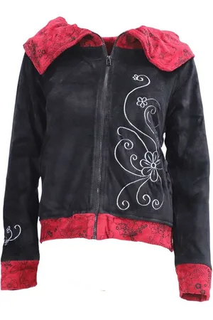 Kunst und Magie Sweatjacke Boho Ethno Jacke mit Rollkragen aus Samt - Verkäufer: