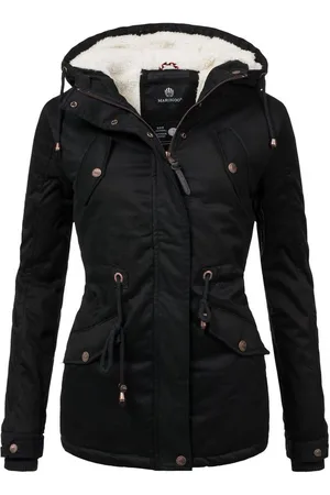 Marikoo Winterjacke Manolya stylischer Kurzmantel mit weichem Teddyfell-Futter