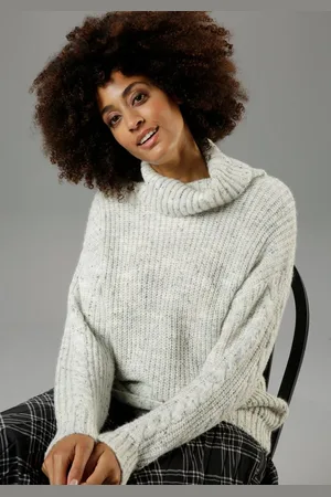 Aniston Rollkragenpullover aus trendigem Melange-Garn