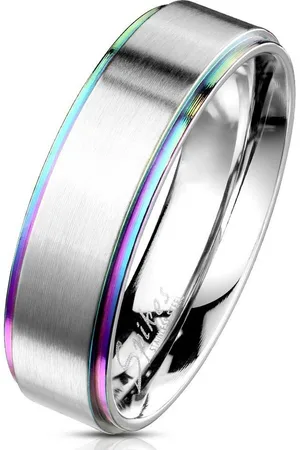 Bungsa Fingerring Ring Silber gebürstet mit Regenbogen Außenringen Edelstahl Unisex (Ring, 1-tlg), Damen Herren - Verkäufer: