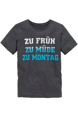 Kidsworld T-Shirt Mit Spruch: ZU FRÜH, ZU MÜDE... Kurzarm, Basic-Passform, mit stylischem Print, Rundhalsausschnitt