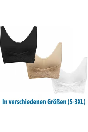 GENIUS Bügelloser BH Cara Mia Damen BH Dessous ohne Bügel, Doppelte Unterstützung (3er-Pack) BH-Set bügellos 3 tlg. - Verkäufer: GmbH