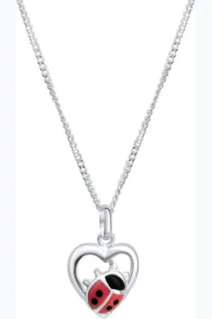 Zeeme Kette mit Anhänger 925 Silber Marienkäfer- und Herz-Motiv