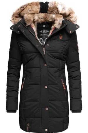 Marikoo Wintermantel Lieblings Jacke stylischer Winter Steppmantel m. Kunstpelz-Kapuze