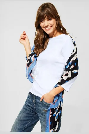 CECIL 3/4-Arm-Shirt Basic Shirt in Unifarbe in White (1-tlg) Locker geschnitten - Verkäufer: CONCEPT Mode